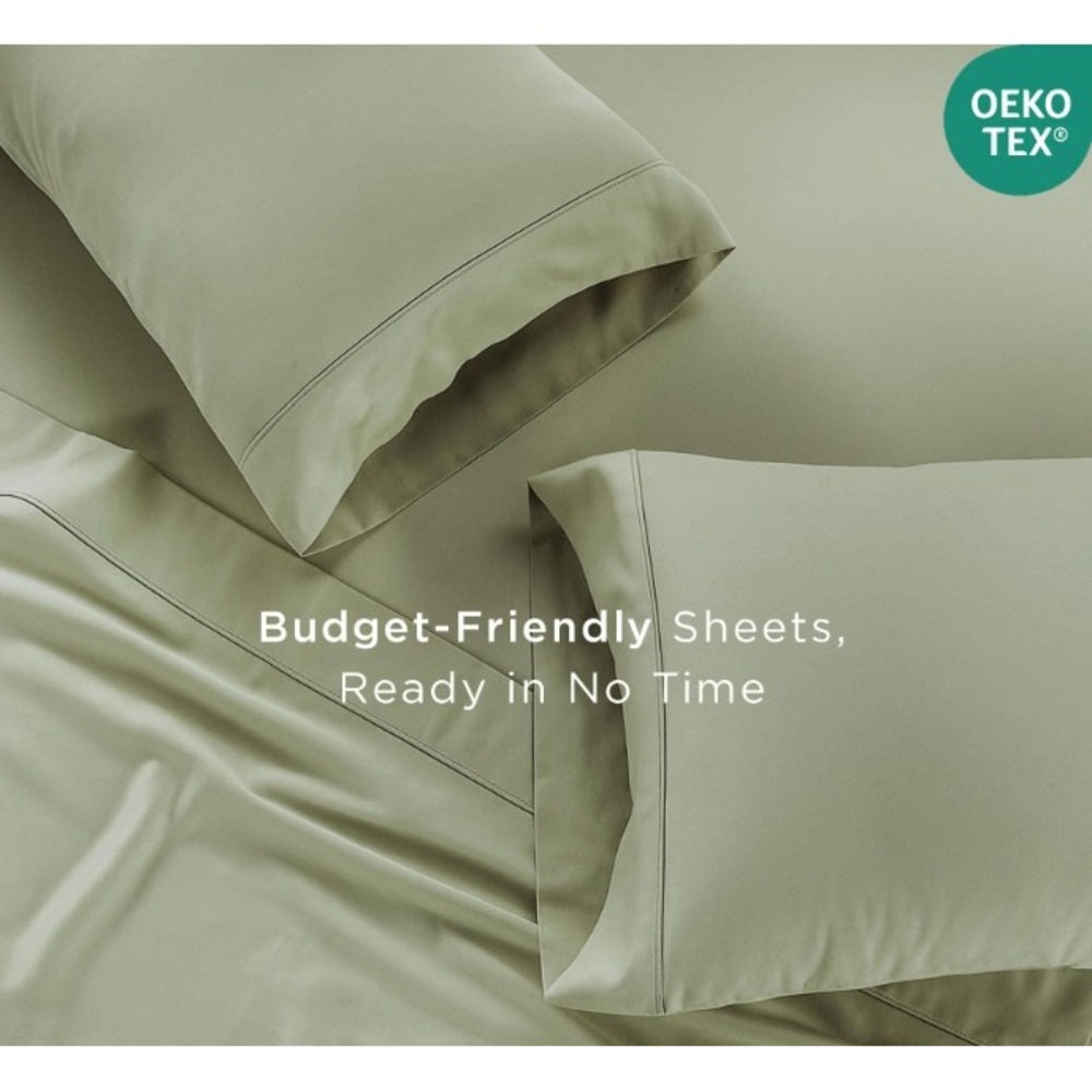 Wamsutta Twin XL Long Fitted + Flat Sheet Set 100% Cotton Mint Green Bedding
